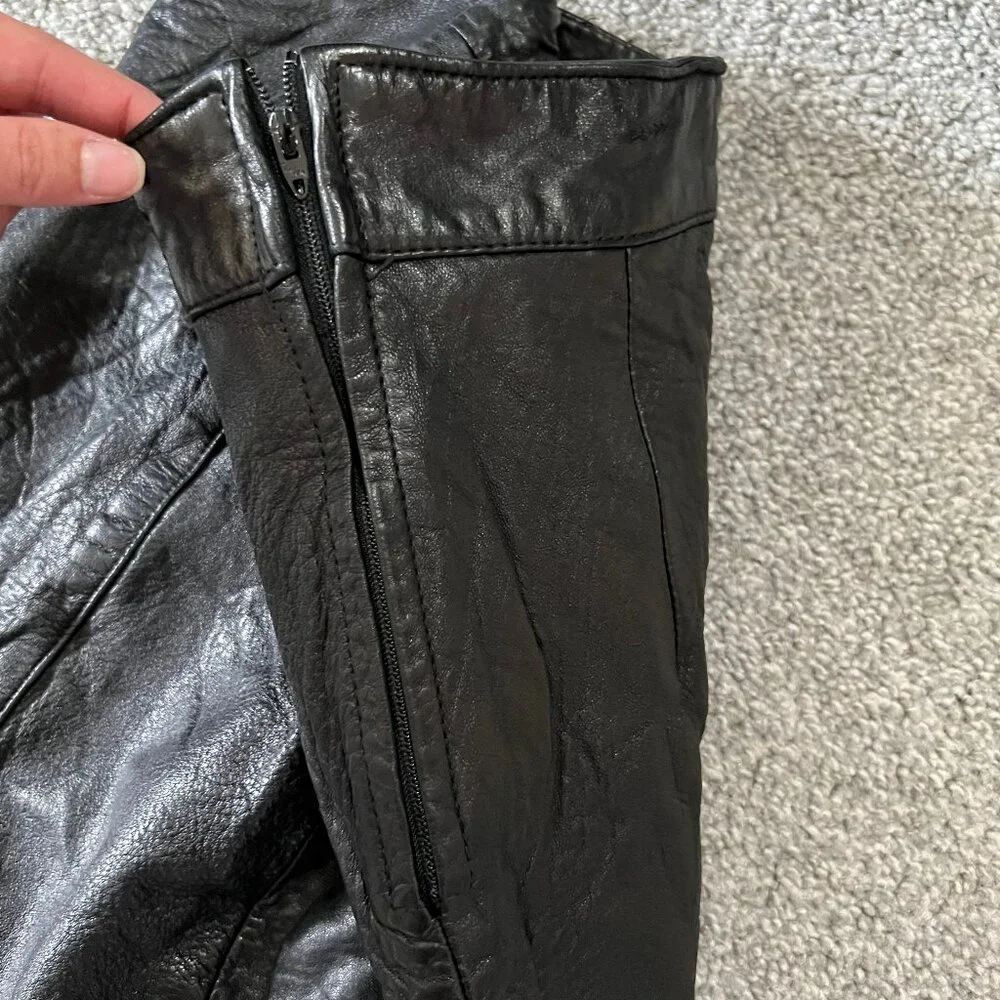 Vintage Ann‎ Taylor skirt womens 4 black leather pencil classic grunge USA 80s - Picture 4 of 13